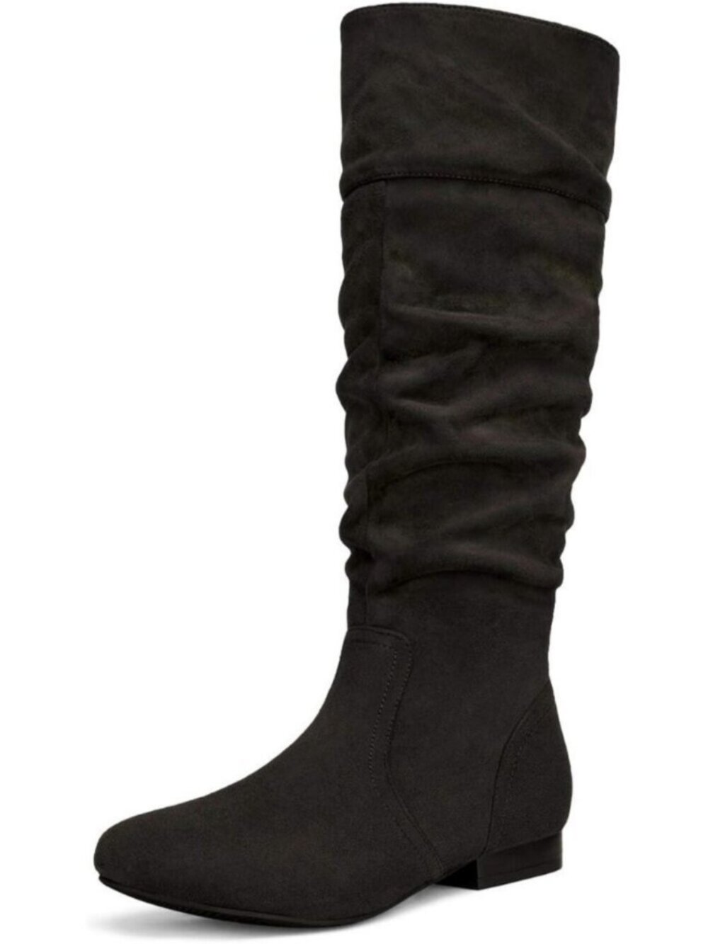 DREAM PAIRS Women's Black Knee High Slouch Boots Round Toe Slouchy Shaft Boots